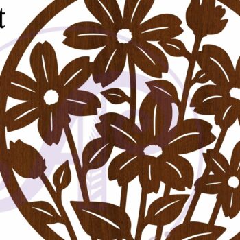 Intra απο ξύλο plywood  Χρώμα wenge 3mm-4mm πάχος - Floral 6 Πέταλα Λουλούδι επιγραφή, Δίασταση 40x50 cm INTRAFABR-112033998 - Image 3