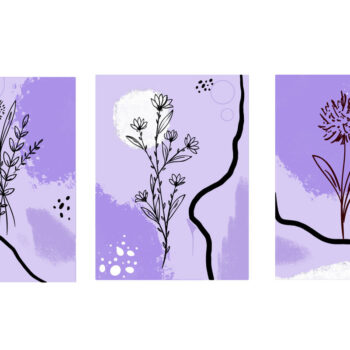 Intra απο ξύλο plywood  Χρώμα wenge 3mm-4mm πάχος - Floral αφηρημένη διακόσμηση τοίχου μωβ Δίασταση 30x20 cm INTRAFABR-68367073 - Image 1