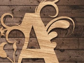 Intra απο ξύλο plywood  Χρώμα wenge 3mm-4mm πάχος - Floral Alphabet , ένα γράμμα Δίασταση 30x20 cm INTRAFABR-123036393 - Image 2