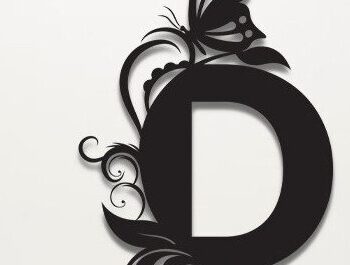 Intra απο ξύλο plywood  Χρώμα wenge 3mm-4mm πάχος - Floral Alphabet , D Letter Δίασταση 30x20 cm INTRAFABR-96804977 - Image 1