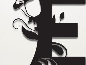 Intra απο ξύλο plywood  Χρώμα wenge 3mm-4mm πάχος - Floral Alphabet , E Letter Δίασταση 30x20 cm INTRAFABR-68696406 - Image 1