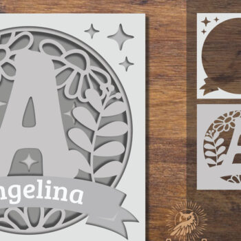 Intra απο ξύλο plywood  Χρώμα wenge 3mm-4mm πάχος - Floral Alphabet Shadow Box - Γράμμα α Δίασταση 25x25 cm INTRAFABR-123036432 - Image 1