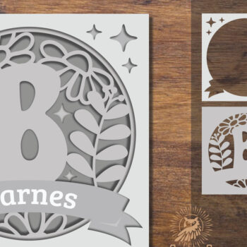 Intra απο ξύλο plywood  Χρώμα wenge 3mm-4mm πάχος - Floral Alphabet Shadow Box - Γράμμα Β Δίασταση 25x25 cm INTRAFABR-96805005 - Image 1