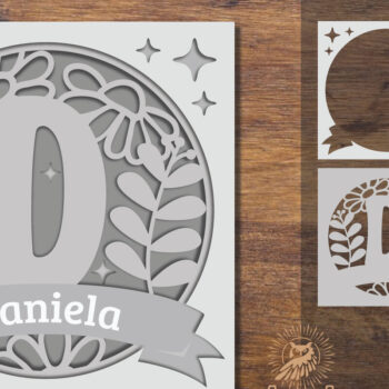 Intra απο ξύλο plywood  Χρώμα wenge 3mm-4mm πάχος - Floral Alphabet Shadow Box - Letter D Δίασταση 25x25 cm INTRAFABR-110154095 - Image 1