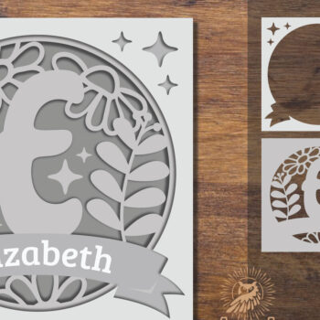 Intra απο ξύλο plywood  Χρώμα wenge 3mm-4mm πάχος - Floral Alphabet Shadow Box - Letter E Δίασταση 25x25 cm INTRAFABR-88074673 - Image 1