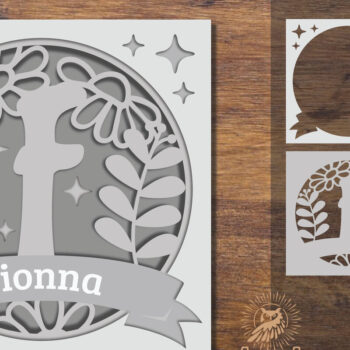 Intra απο ξύλο plywood  Χρώμα wenge 3mm-4mm πάχος - Floral Alphabet Shadow Box - Letter F Δίασταση 25x25 cm INTRAFABR-88072510 - Image 1