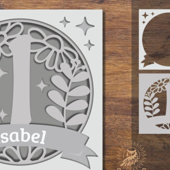 Intra απο ξύλο plywood  Χρώμα wenge 3mm-4mm πάχος - Floral Alphabet Shadow Box - Γράμμα I Δίασταση 25x25 cm INTRAFABR-88072648 - Image 1