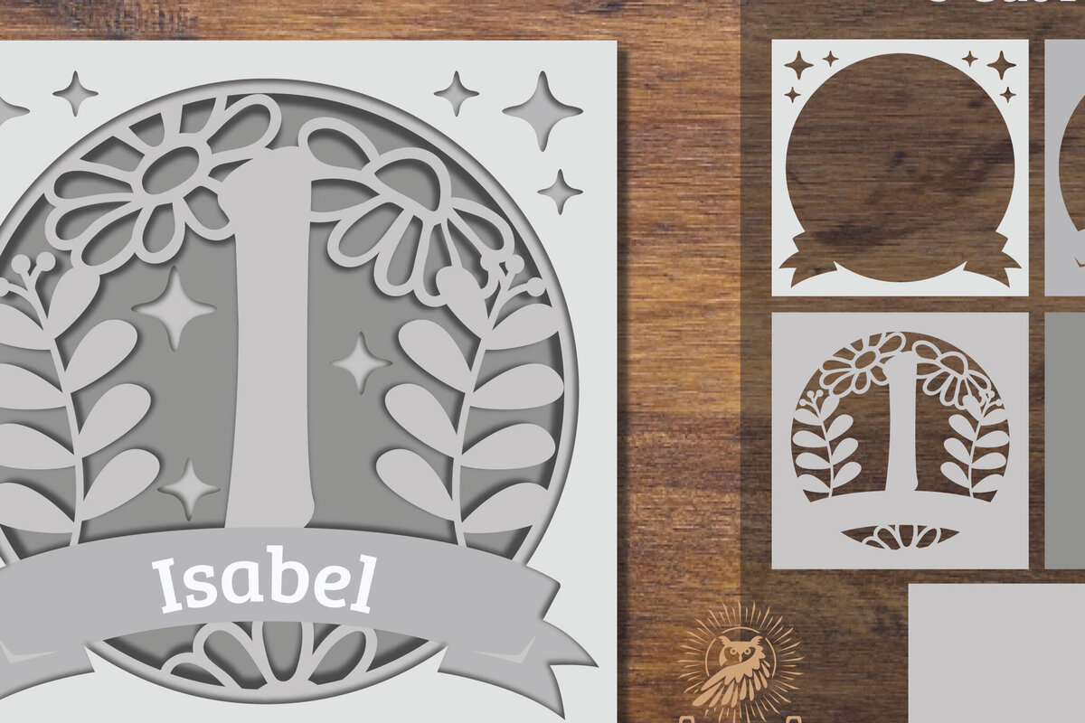 Intra απο ξύλο plywood  Χρώμα wenge 3mm-4mm πάχος - Floral Alphabet Shadow Box - Γράμμα I Δίασταση 25x25 cm INTRAFABR-88072648