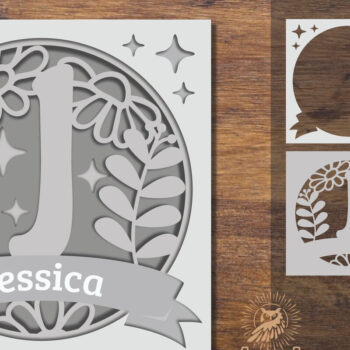 Intra απο ξύλο plywood  Χρώμα wenge 3mm-4mm πάχος - Floral Alphabet Shadow Box - Letter J Δίασταση 25x25 cm INTRAFABR-88072667 - Image 1