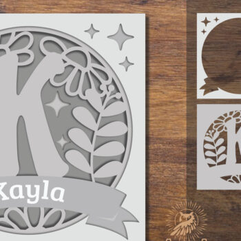 Intra απο ξύλο plywood  Χρώμα wenge 3mm-4mm πάχος - Floral Alphabet Shadow Box - Letter K Δίασταση 25x25 cm INTRAFABR-88072715 - Image 1