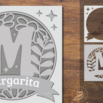 Intra απο ξύλο plywood  Χρώμα wenge 3mm-4mm πάχος - Floral Alphabet Shadow Box - Letter M Δίασταση 25x25 cm INTRAFABR-88072776 - Image 1