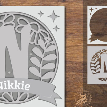 Intra απο ξύλο plywood Χρώμα wenge 3mm-4mm πάχος - Floral Alphabet Shadow Box - Letter N Δίασταση 25x25 cm INTRAFABR-88072807 - Image 1