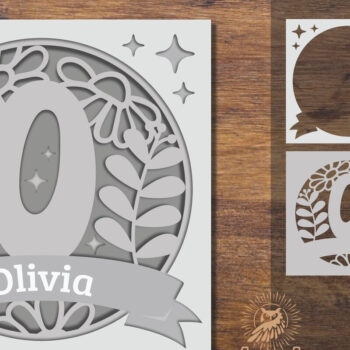 Intra απο ξύλο plywood  Χρώμα wenge 3mm-4mm πάχος - Floral Alphabet Shadow Box - Letter O Δίασταση 25x25 cm INTRAFABR-88072875 - Image 1