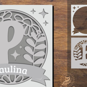 Intra απο ξύλο plywood Χρώμα wenge 3mm-4mm πάχος - Floral Alphabet Shadow Box - Letter P Δίασταση 25x25 cm INTRAFABR-88072901 - Image 1