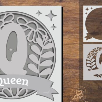 Intra απο ξύλο plywood  Χρώμα wenge 3mm-4mm πάχος - Floral Alphabet Shadow Box - Letter Q Δίασταση 25x25 cm INTRAFABR-88072940 - Image 1