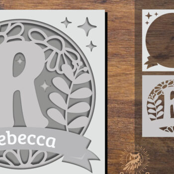 Intra απο ξύλο plywood Χρώμα wenge 3mm-4mm πάχος - Floral Alphabet Shadow Box - Letter R Δίασταση 25x25 cm INTRAFABR-88072971 - Image 1