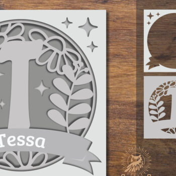 Intra απο ξύλο plywood Χρώμα wenge 3mm-4mm πάχος - Floral Alphabet Shadow Box - Letter T Δίασταση 25x25 cm INTRAFABR-88150539 - Image 1