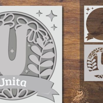 Intra απο ξύλο plywood Χρώμα wenge 3mm-4mm πάχος - Floral Alphabet Shadow Box - Letter U Δίασταση 25x25 cm INTRAFABR-88150667 - Image 1