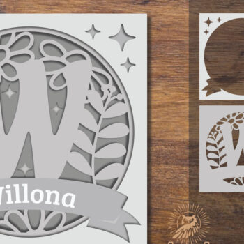 Intra απο ξύλο plywood  Χρώμα wenge 3mm-4mm πάχος - Floral Alphabet Shadow Box - Γράμμα W Δίασταση 25x25 cm INTRAFABR-88150826 - Image 1