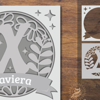 Intra απο ξύλο plywood  Χρώμα wenge 3mm-4mm πάχος - Floral Alphabet Shadow Box - Γράμμα X Δίασταση 25x25 cm INTRAFABR-88150944 - Image 1