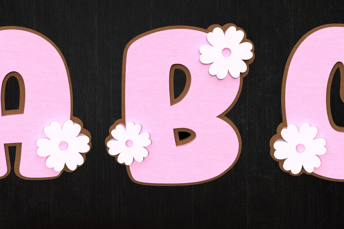 Intra απο ξύλο plywood  Χρώμα wenge 3mm-4mm πάχος - Floral Alphabet Δίασταση 6x6 cm INTRAFABR-88207521