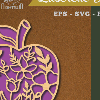 Intra απο ξύλο plywood  Χρώμα wenge 3mm-4mm πάχος - Floral μήλο κομμένο με λέιζερ διακόσμηση 2 Δίασταση 20x20 cm INTRAFABR-88207662 - Image 1