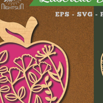 Intra απο ξύλο plywood Χρώμα wenge 3mm-4mm πάχος - Διακόσμηση με λουλουδάτο μήλο με λέιζερ 6 Δίασταση 20x20 cm INTRAFABR-68367383 - Image 1