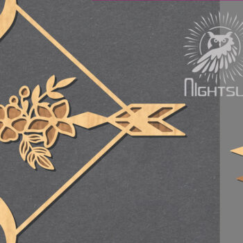 Intra απο ξύλο plywood  Χρώμα wenge 3mm-4mm πάχος - Floral Arrow Decoration 3 Δίασταση 20x20 cm INTRAFABR-114760301 - Image 1