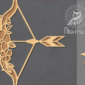 Intra απο ξύλο plywood  Χρώμα wenge 3mm-4mm πάχος - Floral Arrow Decoration 6 Δίασταση 20x20 cm INTRAFABR-95647386 - Image 1