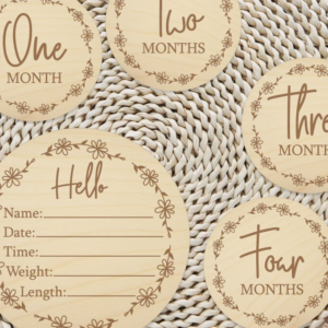 Intra απο ξύλο plywood  Χρώμα wenge 3mm-4mm πάχος - Floral Baby Monthly Milestones Δίασταση 20x20 cm INTRAFABR-96805041