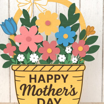 Intra απο ξύλο plywood  Χρώμα wenge 3mm-4mm πάχος - Floral καλάθι σημάδι ημέρας της μητέρας Δίασταση 30x20 cm INTRAFABR-68367549 - Image 1