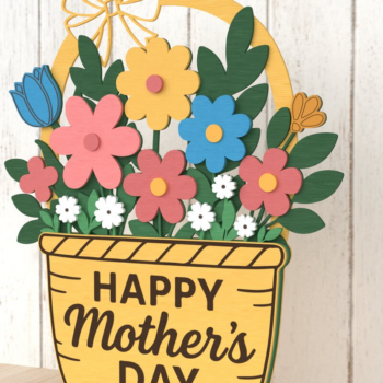 Intra απο ξύλο plywood  Χρώμα wenge 3mm-4mm πάχος - Floral καλάθι σημάδι ημέρας της μητέρας Δίασταση 30x20 cm INTRAFABR-68367549 - Image 2