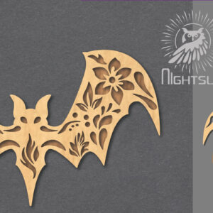 Intra απο ξύλο plywood  Χρώμα wenge 3mm-4mm πάχος - Διακόσμηση με λουλουδάτο κομμένο λέιζερ νυχτερίδα 2 Δίασταση 20x20 cm INTRAFABR-119257764