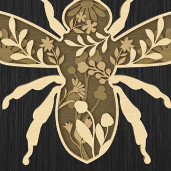 Intra απο ξύλο plywood  Χρώμα wenge 3mm-4mm πάχος - Floral Bee Layered Δίασταση 30x20 cm INTRAFABR-114760437 - Image 1