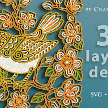 Intra απο ξύλο plywood  Χρώμα wenge 3mm-4mm πάχος - Floral Bird 3D Layered Cut Δίασταση 30x20 cm INTRAFABR-61050344 - Image 1