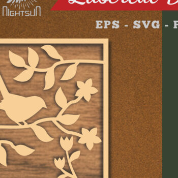 Intra απο ξύλο plywood  Χρώμα wenge 3mm-4mm πάχος - Floral Bird Square Διακόσμηση Δίασταση 20x20 cm INTRAFABR-119605589 - Image 1
