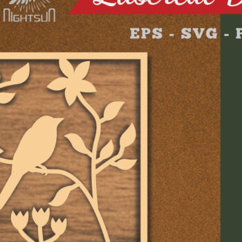Intra απο ξύλο plywood  Χρώμα wenge 3mm-4mm πάχος - Floral Bird Square Διακόσμηση Δίασταση 20x20 cm INTRAFABR-116959843 - Image 1