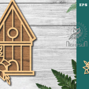 Intra απο ξύλο plywood  Χρώμα wenge 3mm-4mm πάχος - Floral Birdhouse Decoration 2 Δίασταση 20x20 cm INTRAFABR-122878094