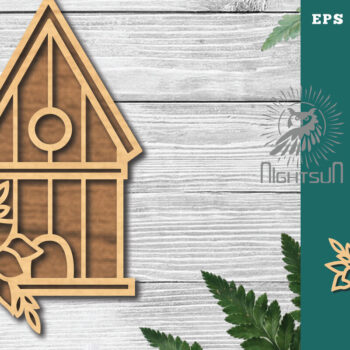 Intra απο ξύλο plywood  Χρώμα wenge 3mm-4mm πάχος - Floral Birdhouse Decoration 2 Δίασταση 20x20 cm INTRAFABR-122878094 - Image 1
