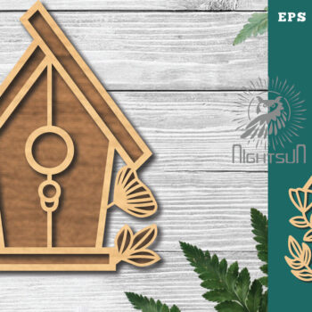 Intra απο ξύλο plywood  Χρώμα wenge 3mm-4mm πάχος - Floral Birdhouse Decoration 5 Δίασταση 20x20 cm INTRAFABR-97000326 - Image 1