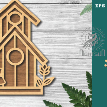 Intra απο ξύλο plywood  Χρώμα wenge 3mm-4mm πάχος - Floral Birdhouse Decoration 6 Δίασταση 20x20 cm INTRAFABR-68698231 - Image 1