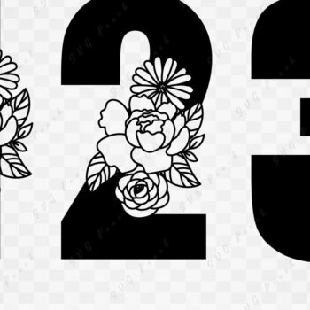 Intra απο ξύλο plywood Χρώμα wenge 3mm-4mm πάχος - Floral αριθμοί γενεθλίων Δίασταση 20x20 cm INTRAFABR-113483340 - Image 2