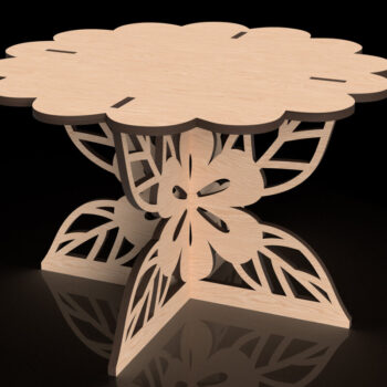 Intra απο ξύλο plywood  Χρώμα wenge 3mm-4mm πάχος - Floral Bloom Plant Pot Stand - Δίασταση 15x15 cm INTRAFABR-108472323 - Image 1