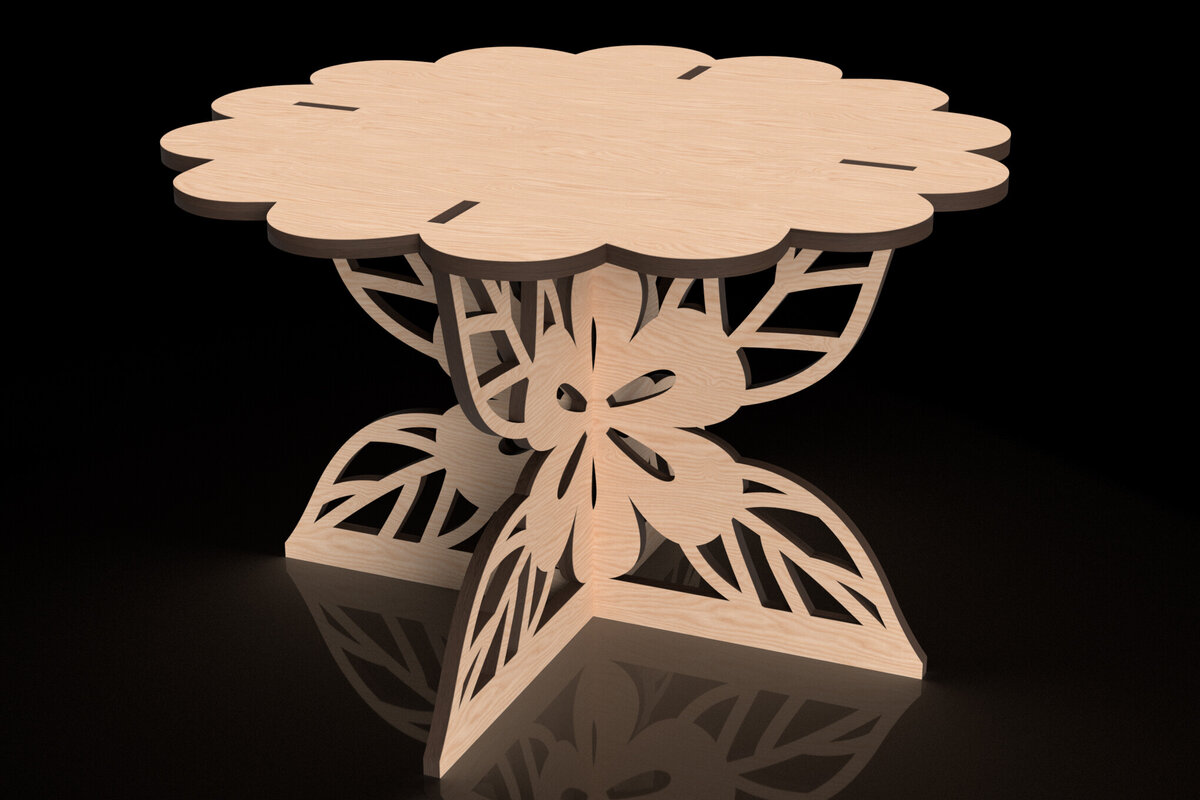 Intra απο ξύλο plywood  Χρώμα wenge 3mm-4mm πάχος - Floral Bloom Plant Pot Stand - Δίασταση 15x15 cm INTRAFABR-108472323