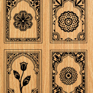 Intra απο ξύλο plywood  Χρώμα wenge 3mm-4mm πάχος - λέιζερ σελιδοδεικτών Floral Δίασταση 4x4 cm INTRAFABR-119257837