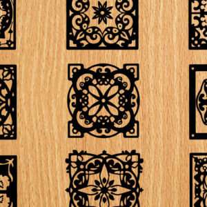 Intra απο ξύλο plywood  Χρώμα wenge 3mm-4mm πάχος - λέιζερ σελιδοδεικτών Floral Δίασταση 4x4 cm INTRAFABR-116959904