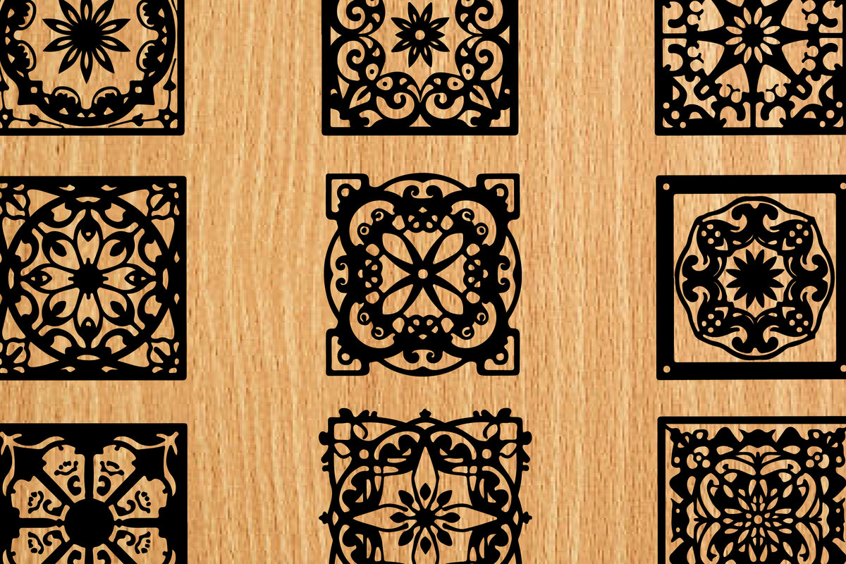 Intra απο ξύλο plywood  Χρώμα wenge 3mm-4mm πάχος - λέιζερ σελιδοδεικτών Floral Δίασταση 4x4 cm INTRAFABR-116959904