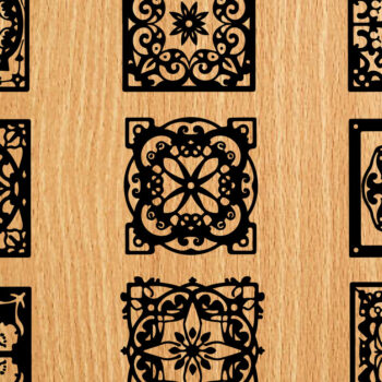 Intra απο ξύλο plywood Χρώμα wenge 3mm-4mm πάχος - λέιζερ σελιδοδεικτών Floral Δίασταση 4x4 cm INTRAFABR-116959904 - Image 2