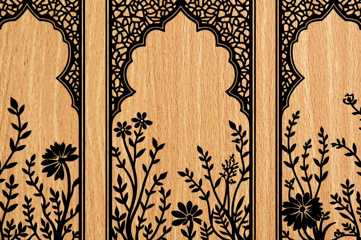 Intra απο ξύλο plywood  Χρώμα wenge 3mm-4mm πάχος - λέιζερ σελιδοδεικτών Floral Δίασταση 4x4 cm INTRAFABR-97000353