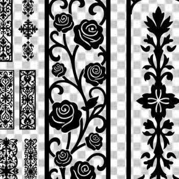 Intra απο ξύλο plywood  Χρώμα wenge 3mm-4mm πάχος - Πακέτο με μοτίβο κοπής με φλοράλ Border Δίασταση 30x30 cm INTRAFABR-79628861 - Image 2